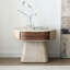 Table de chevet moderne sur pied d'aspect travertin avec tiroir en noyer - Entièrement assemblée - 71 cm (L) x 48 cm (P) x 52 cm (H)