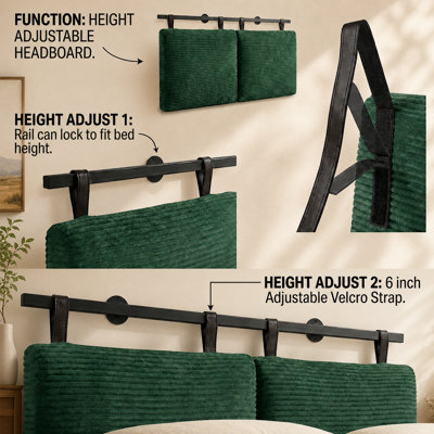 Wall Mounted Headboard Queen Size for Adjustable Bed, White