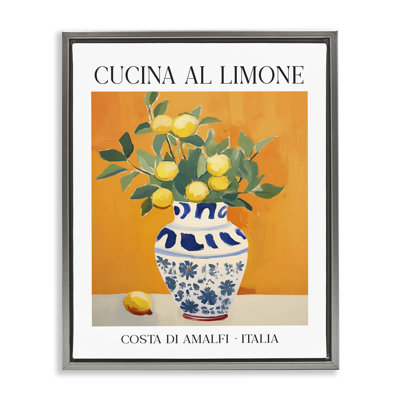 "Lemon Branches in Italian Vase", art mural encadré sur toile flottante