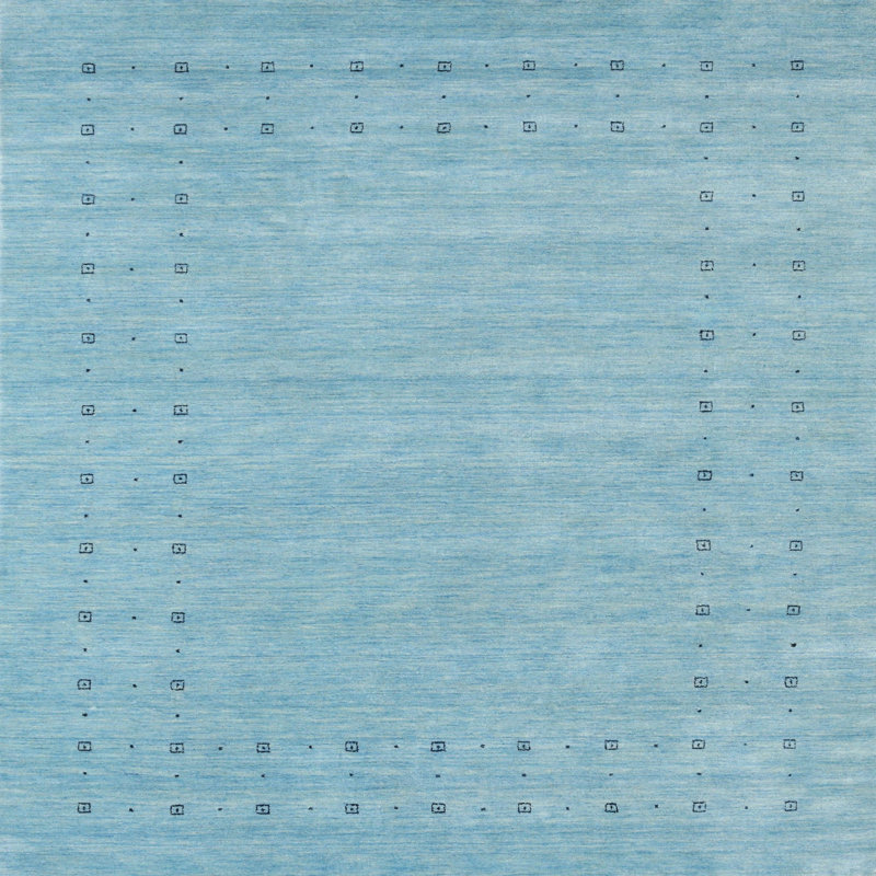 Tapis de zone bleu contemporain, Carré 6 pi x 6 pi