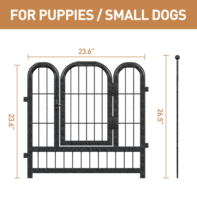 Parc pour chien Pet Worldog de 24 po de hauteur avec panneaux en fil métallique, enceinte de 16 panneaux pour petits chiens, utilisation intérieure et extérieure (noir-argent)