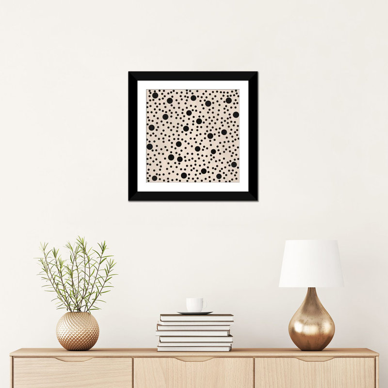 Art sur toile Albree, H 16 po x l 16 po x P 1 po, Papier d'art encadré noir, Blanc