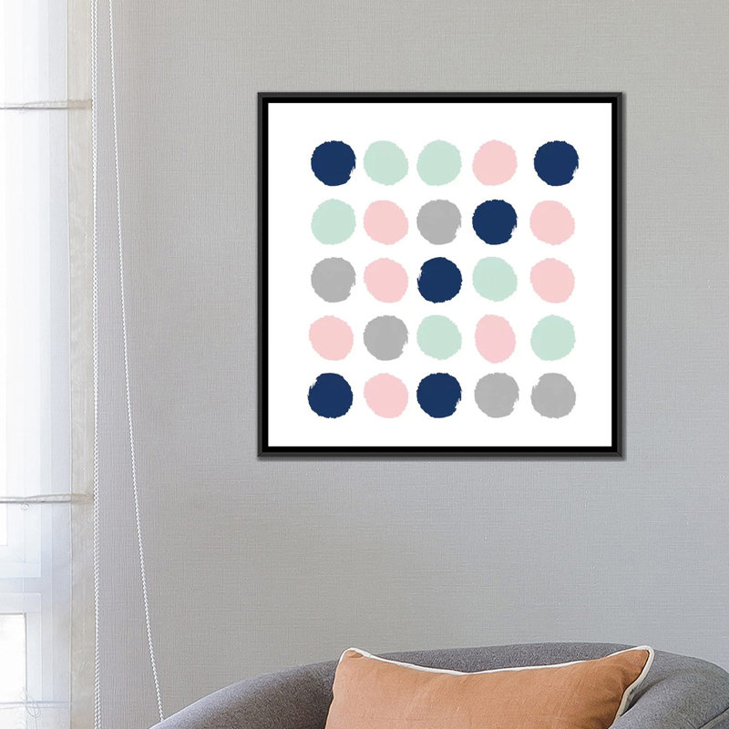 «Ostara Dots», impression sur toile, H 18 po x l 18 po x P 1,5 po, Toile avec cadre noir