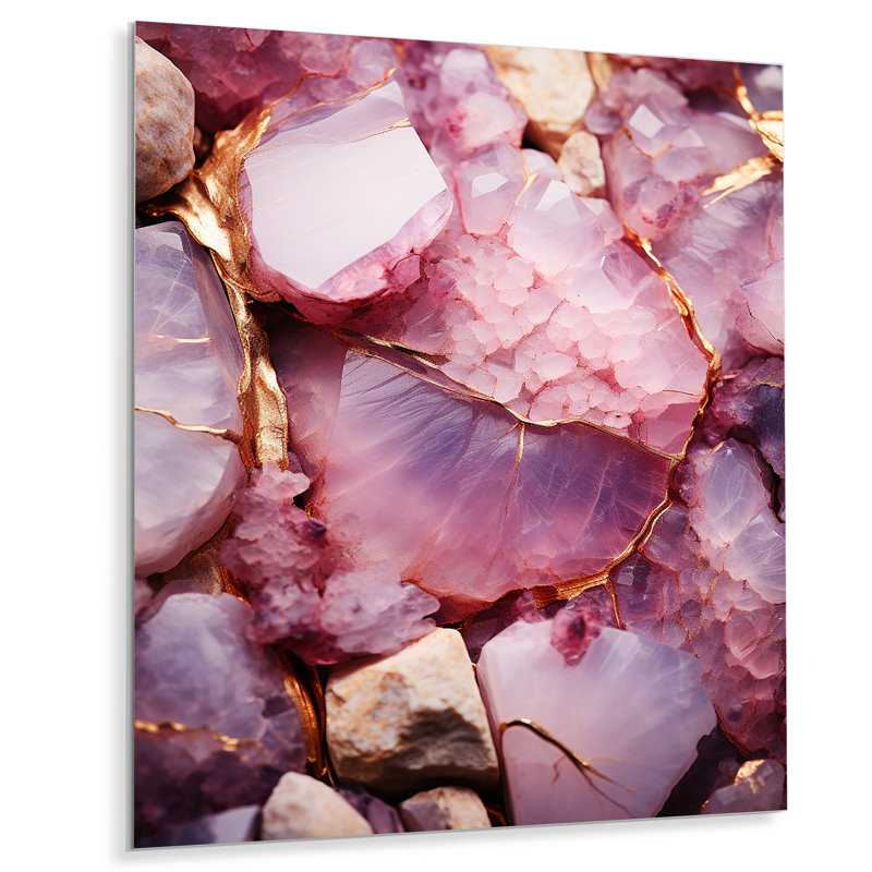 «Pink Amethyst Geode Essence I» - art mural en métal, H 20 po x l 12 po x P 1 po