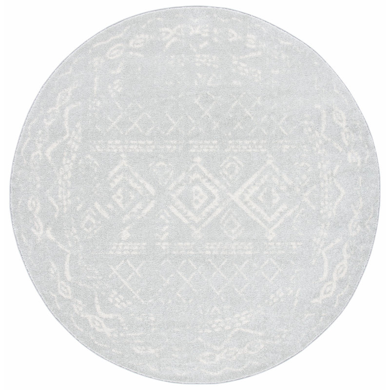 Tapis gris clair / ivoire Stroup Southwestern, Rond 6 pi 7 po