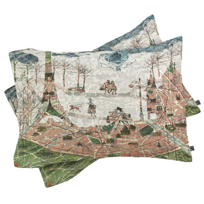 Map Under the Paris Sun Pillowcase