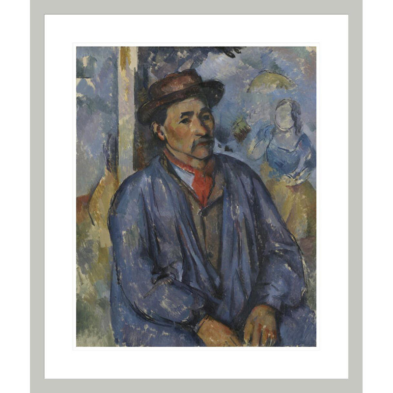 «Man in a Blue Smock» par Paul Cézanne, impression giclée encadrée, H 27,77 po x l 23,5 po