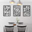 Ensemble de 3 décorations murales, motif floral abstrait, cadre métallique noir