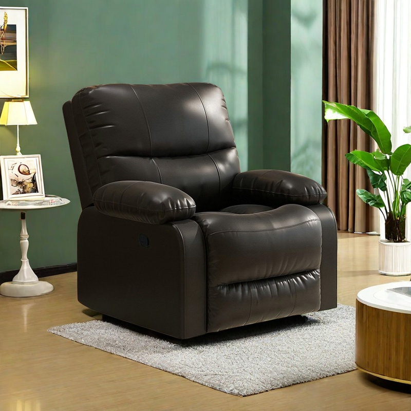 Thaiz Faux Leather Swivel Recliner, Black