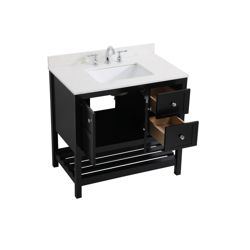 Elena 36'' Single Bathroom Vanity with Top, Black