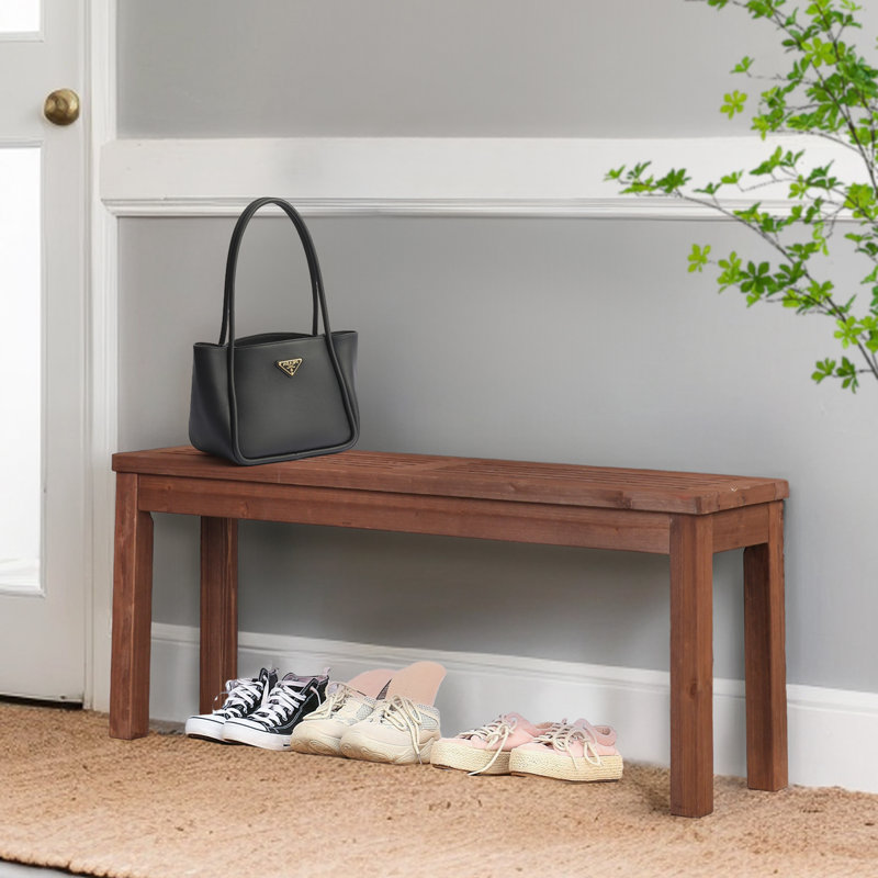 Banc de patio en bois massif 45 pouces sans dossier