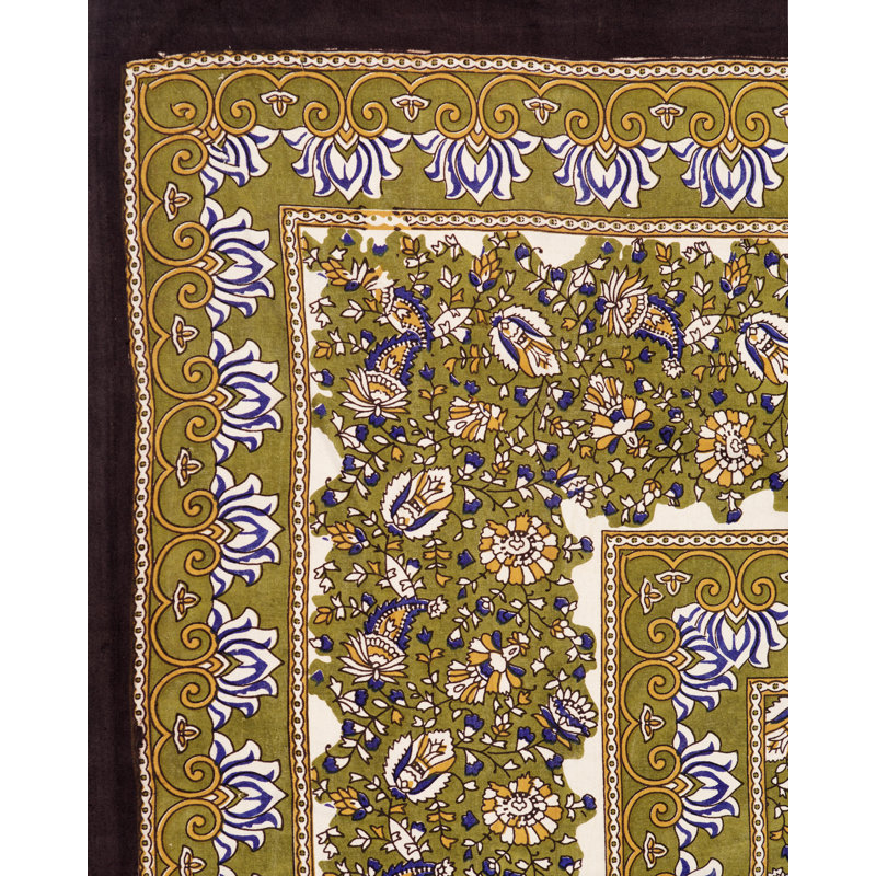 Cody-Lee Floral 100% Cotton Tablecloth, 108" x 72", Green