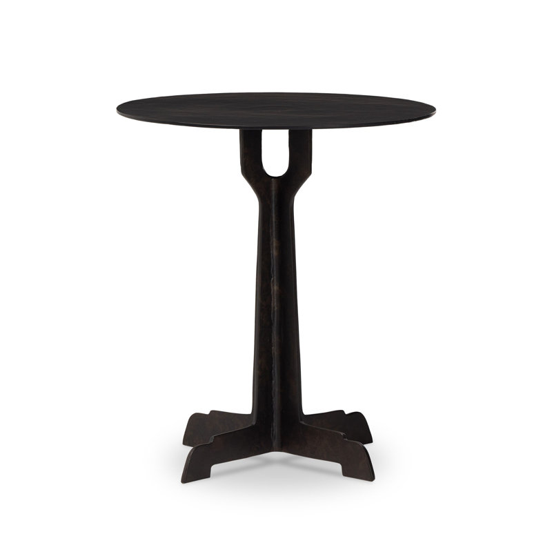 Malloy Outdoor Round Side Table, Distressed Bronze