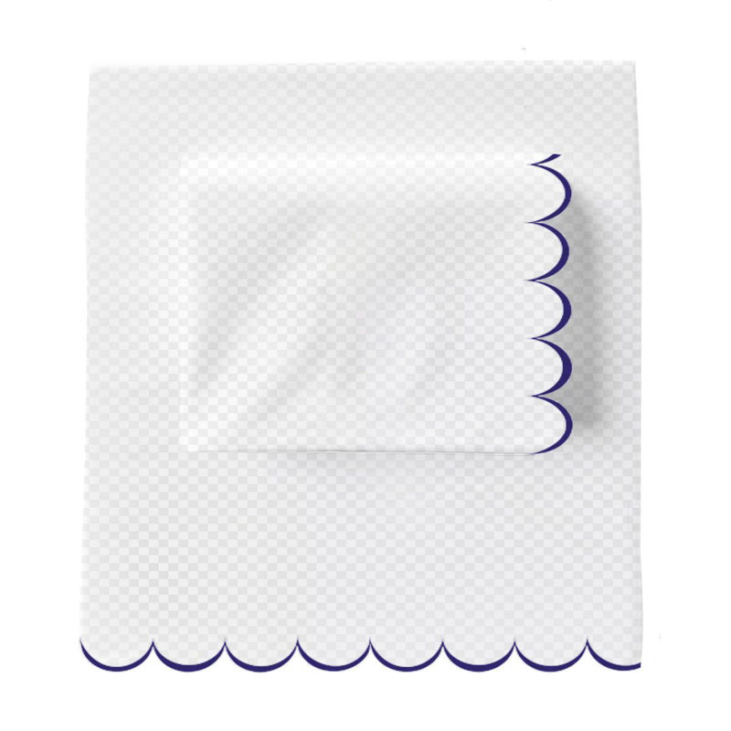 Allena 400TC Cotton Scallop Embroidery Sateen Microcheck Cotton 4 Piece Sheet Set Fitted Sheet Fits Upto 16" Deep Pocket