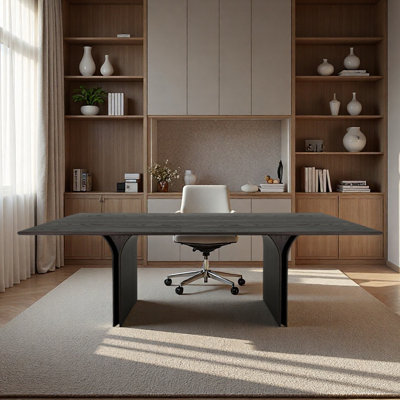 Bureau rectangulaire minimaliste en bois massif pour la maison US
