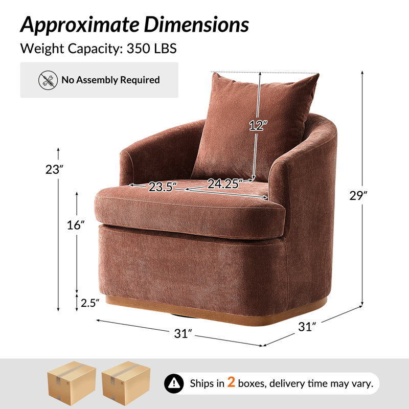 Berklie 31"W Modern Swivel Armchair With Curved Backrest Set Of 2, Rouille