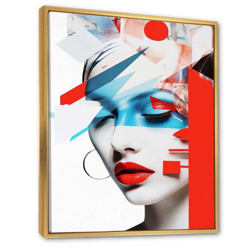 Portrait d'avant-garde - reproduction sur toile, Cadre flottant doré, H 32 po x l 24 po x P 1 po
