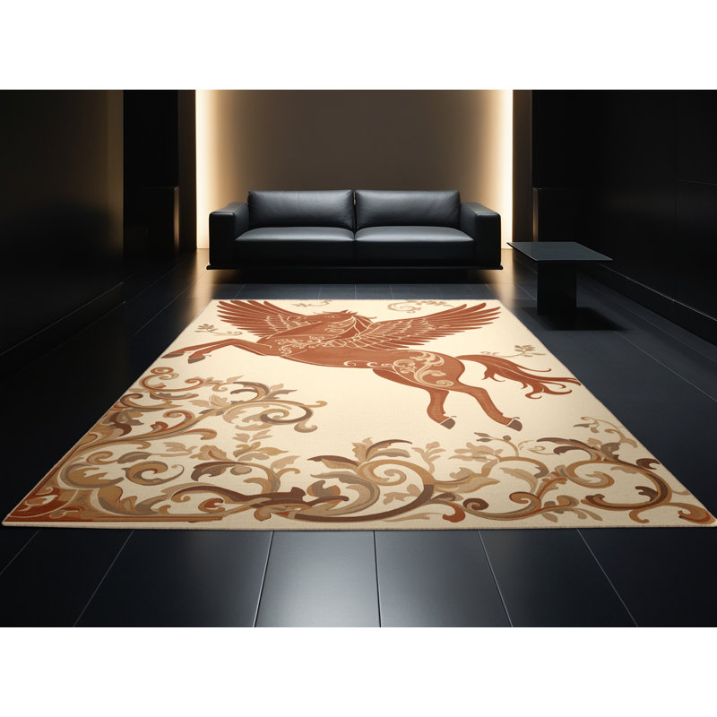 Machine Washable Peirsen Pegasus Classic Oriental Rug in Beige – Beige Binding, 2 x 5