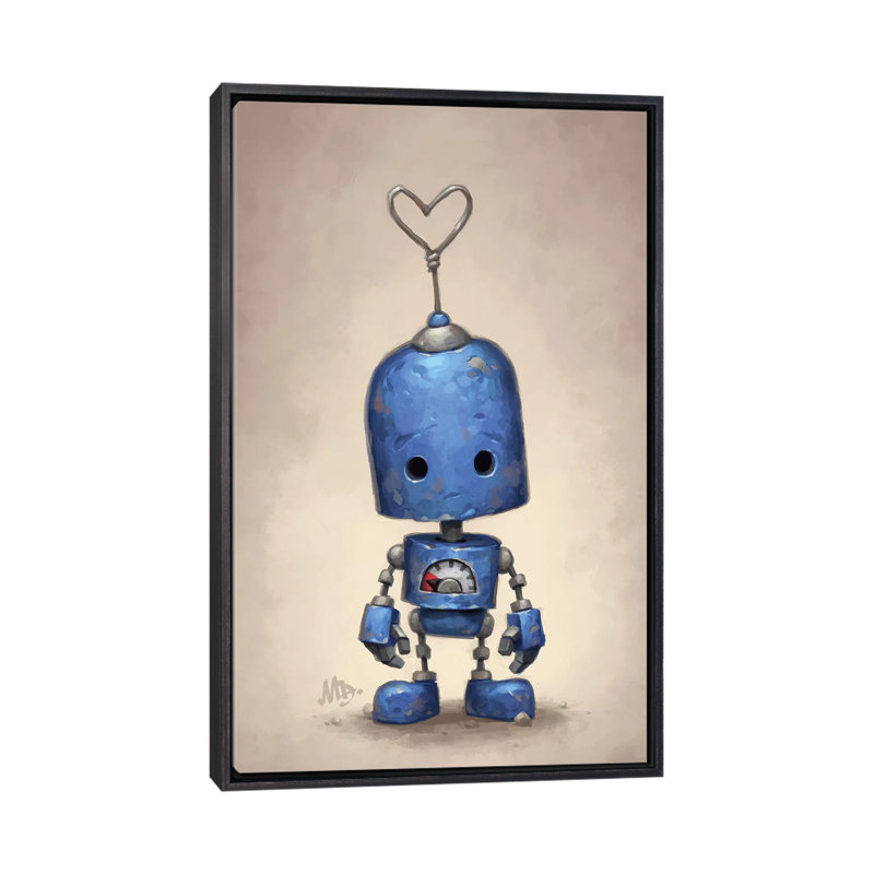 Décoration murale bleue pour enfants, H 26 po x l 18 po x 1,5 po, Toile avec cadre noir patiné