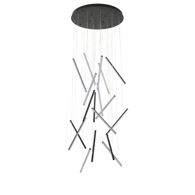 Lustre moderne à DEL 18 lumières Modern, Noir satiné