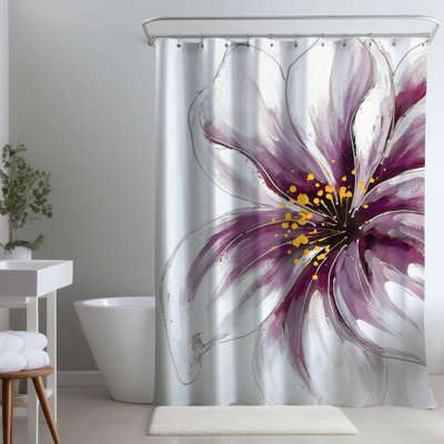 Floral – Polyester Shower Curtain, Dye Sublimation Print, 71" W × 74" L