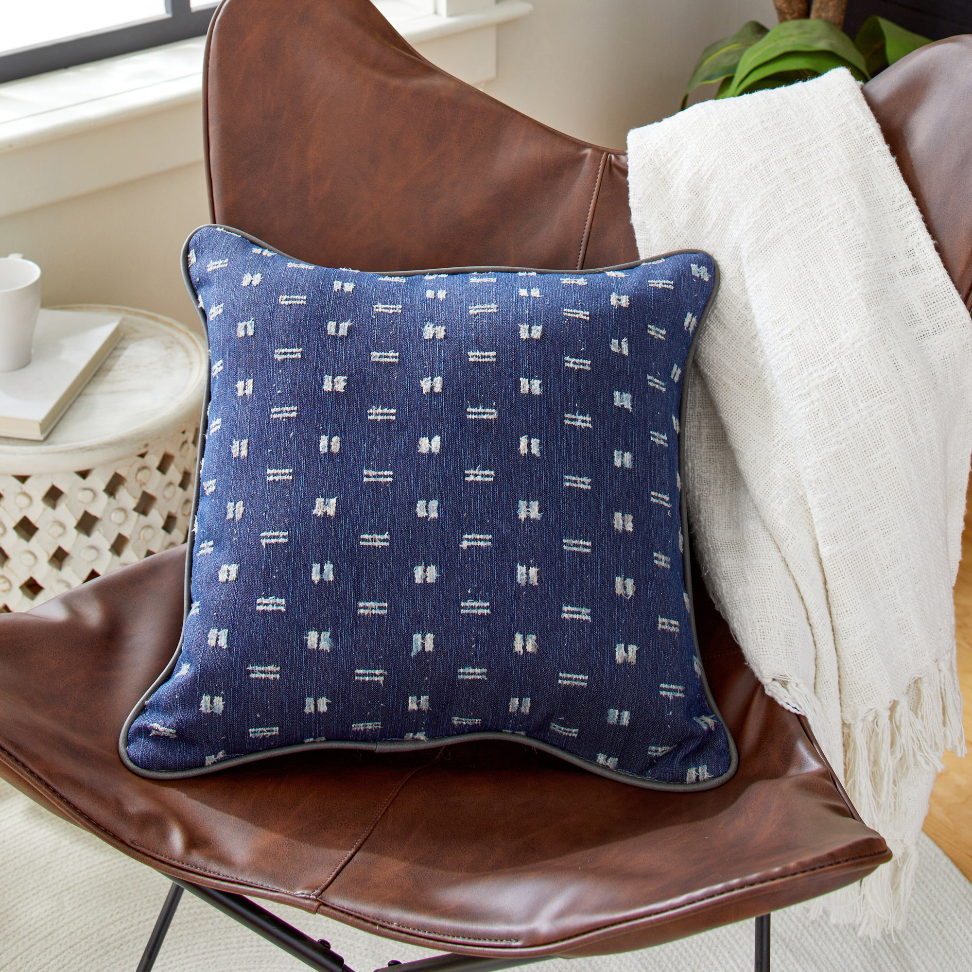 Zisper Geometric Throw Pillow, Blue, 20" x 20"