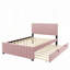 Lit plateforme tapissier en velours avec lit gigogne simple-118093237-118093238