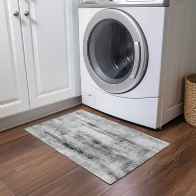 Machine Washable Indoor/Outdoor Altair ACN537 Grey 2'3" x 7'6" Runner Rug