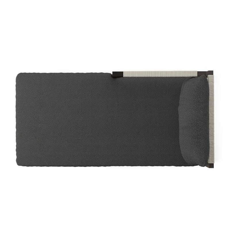 Sherwood Outdoor Teak Chaise Lounge, Fiqa Slate Boucle, Black/Gray