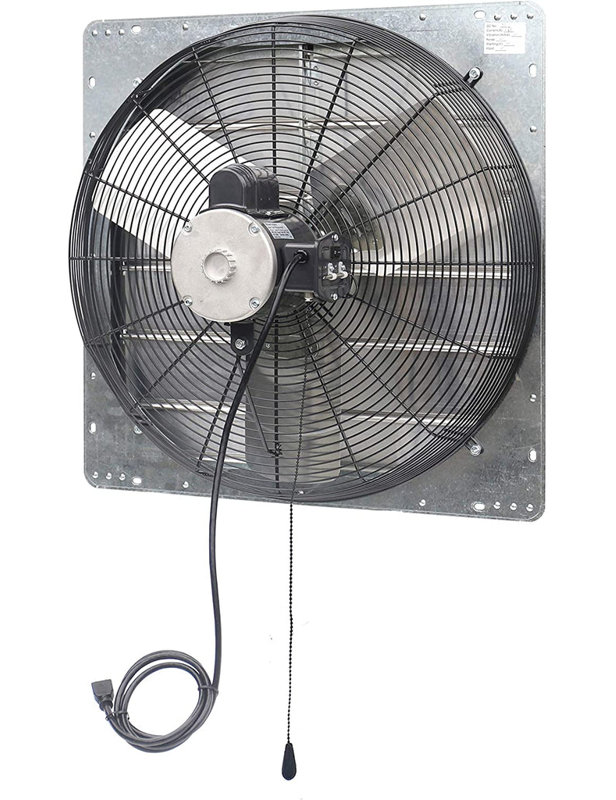 iLIVING ILG8SF24V-T 24 pouces à obturateur de garage pour garage avec ventilateur à obturateur avec thermostat à 2 vitesses et cordon d'alimentation de 6 pieds de long, 24 po - variable, argent
