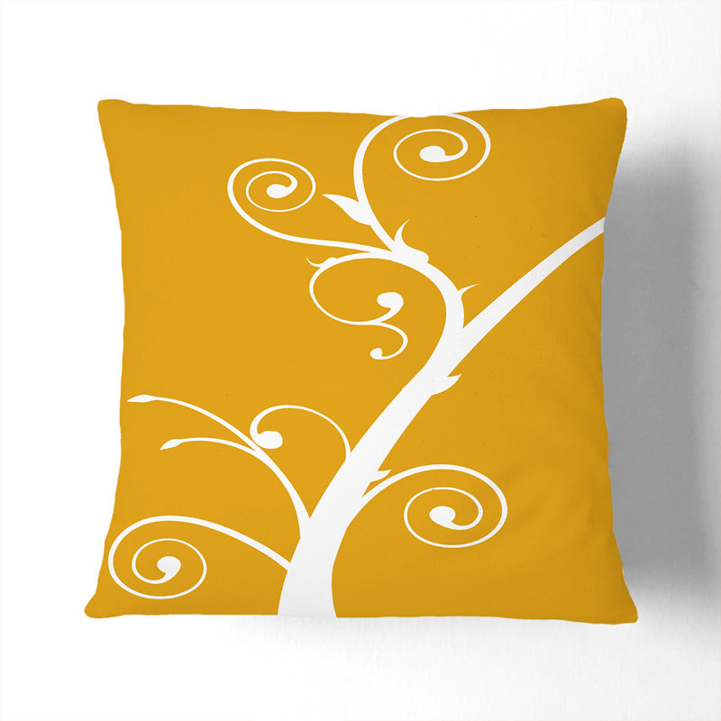 White Branch on Orange Scatter Cushion, 40cm H x 40cm W x 15cm D