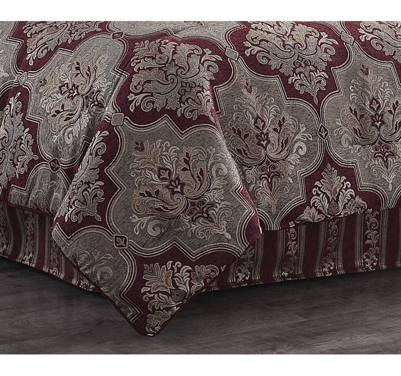 Ensemble d'édredon en jacquard tissé chenille 6 pièces, Édredon grand + deux taies décoratives standard