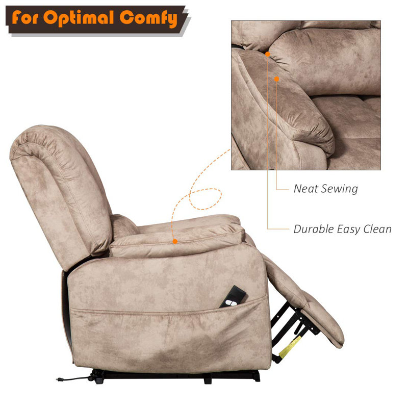 Fauteuil inclinable électrique lève-personne de 34 po Pat, Mélange de coton brun clair
