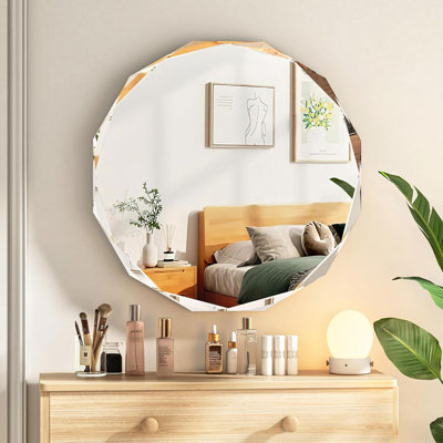 Miroirs de salle de bain pour dessus de lavabo, miroirs ronds sans cadre pour le mur, miroir de salle de bain biseauté 20 po x 20 po, miroir de meuble-lavabo rond de salle de bain