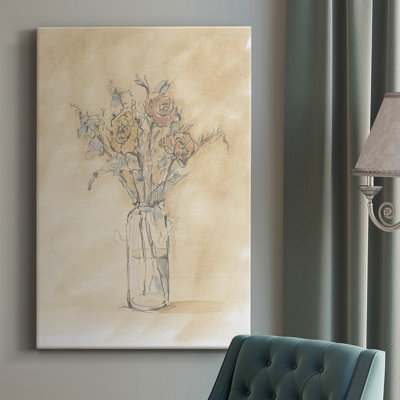 Antique floral pastel I - peinture sur toile tendue