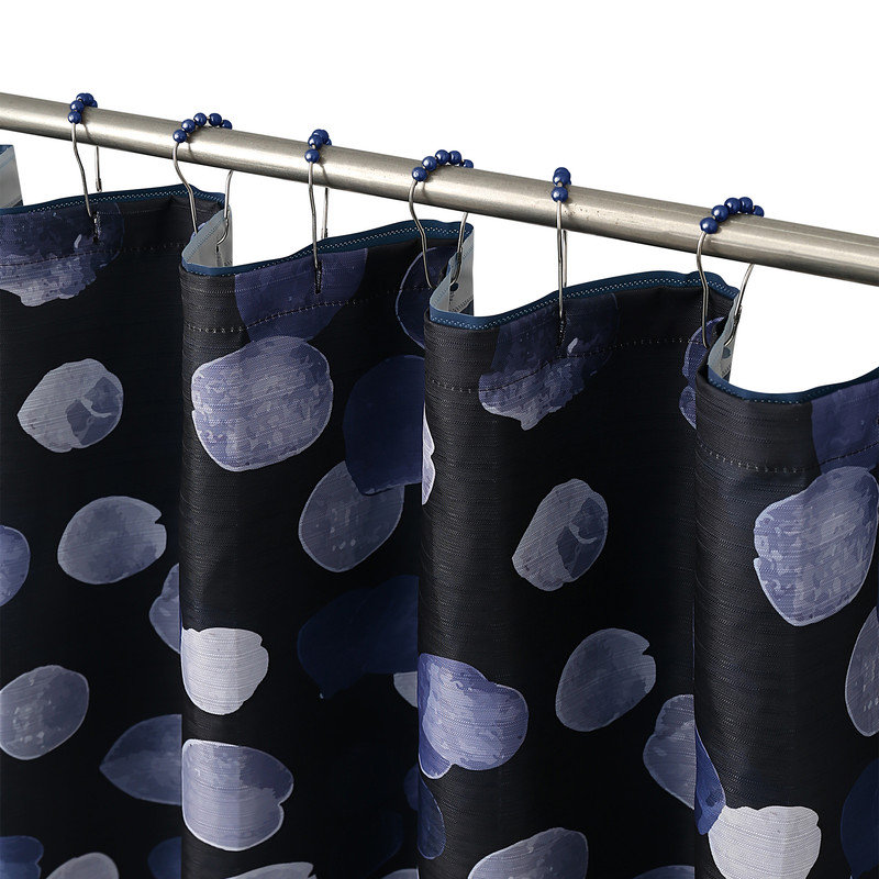14PC Navy Confetti Shower Curtain Set