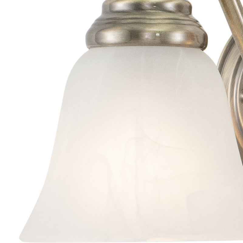 Moyer 2-Light 13 inch Wide Antique Brass Gold Traditional Bathroom Vanity Lighting Fixture, White Alabaster Glass Shade, Dimmable, LED Compatible, Over the Mirror Mounted Steel Wall Sconce