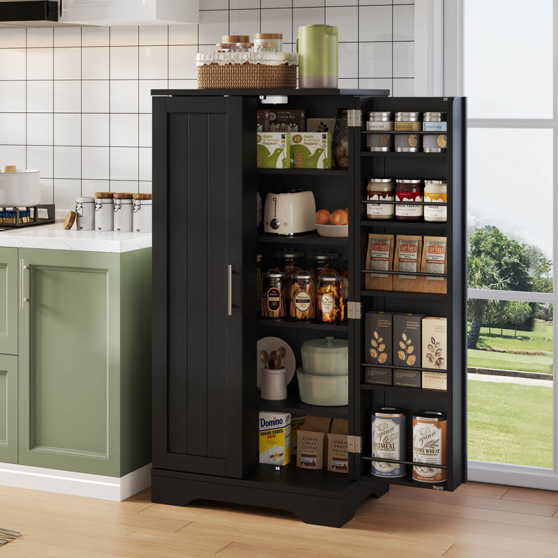 120cm Kitchen Pantry, Black