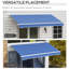 Auvent rétractable bleu foncé, 12 pi x 10 pi, tissu 280G / M et eau, manivelle manuelle, cadre en aluminium pour différentes surfaces Auvent de balcon de 10 pi, terrasse, cour