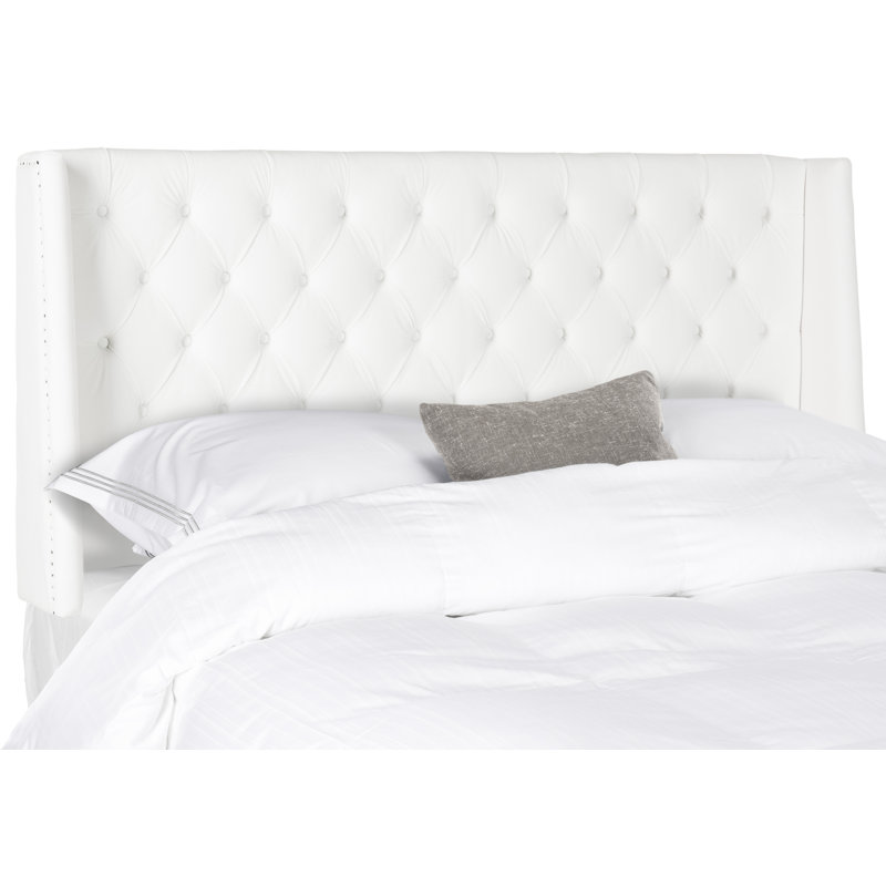 Bertlinde Upholstered Headboard, Velvet White, Queen