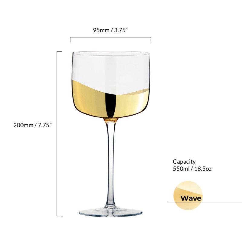 Wave Gin Glasses, Gold/Clear