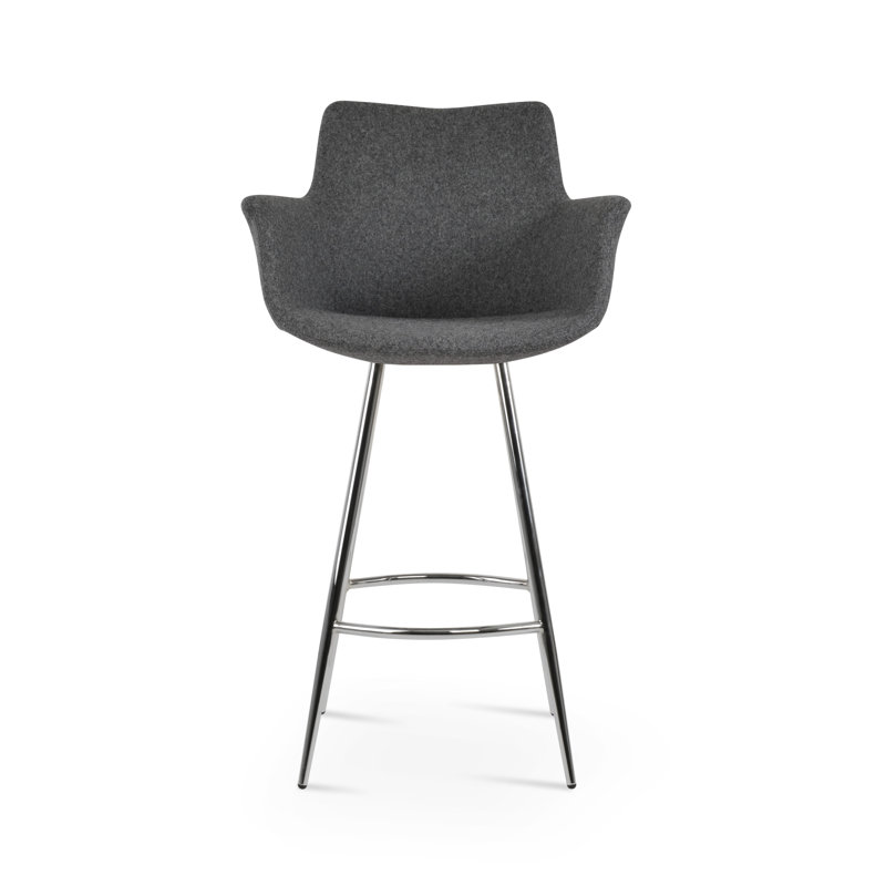 Tabouret de bar et de comptoir Bottega Galata, Chrome, Gris foncé, Tabouret de bar (siège d'une hauteur de 29 po)