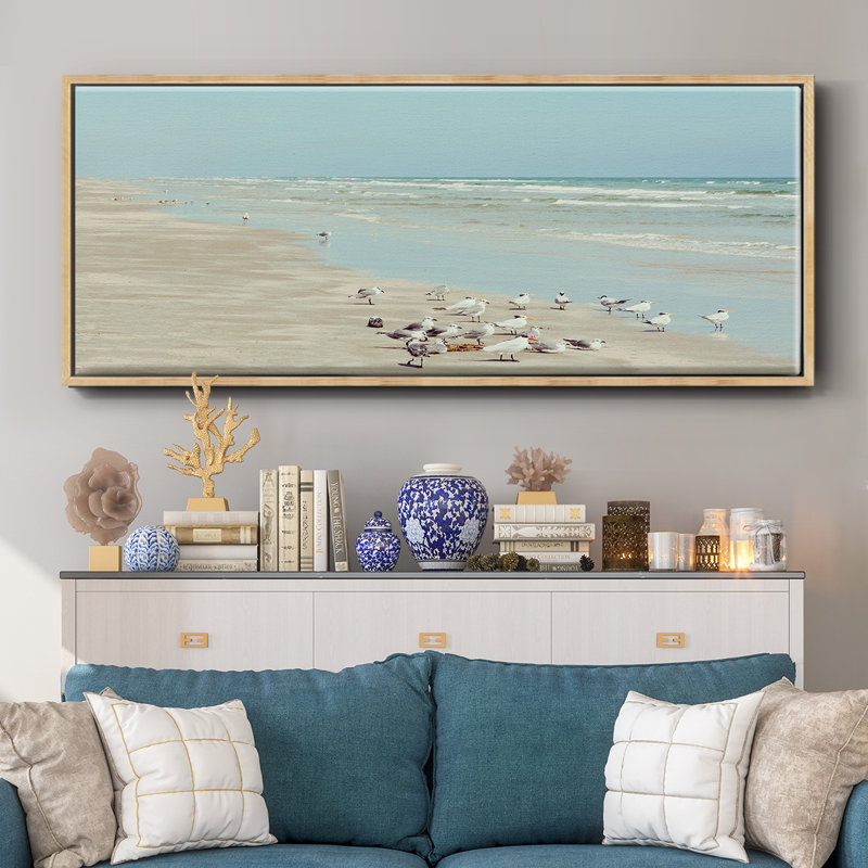Padre Island Shore Birds - toile encadrée, H 20 po x l 50 po