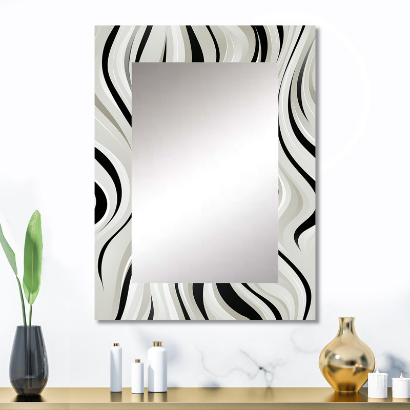 Bystrom noir et blanc zébré monochromatique élégance - miroir mural décoratif abstrait, miroir moderne, impression d'art en métal