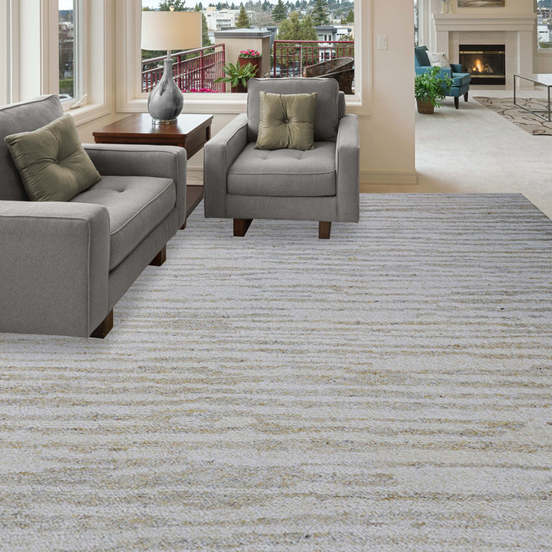 Wool Area Rug in Ivory, Rectangle 8' x 10'