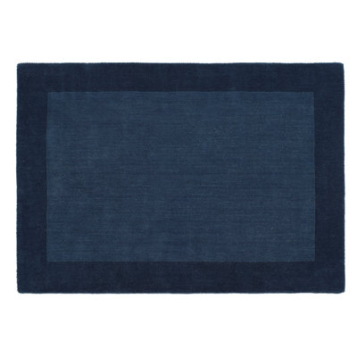 Robblee Handwoven Wool Borders Navy Rug