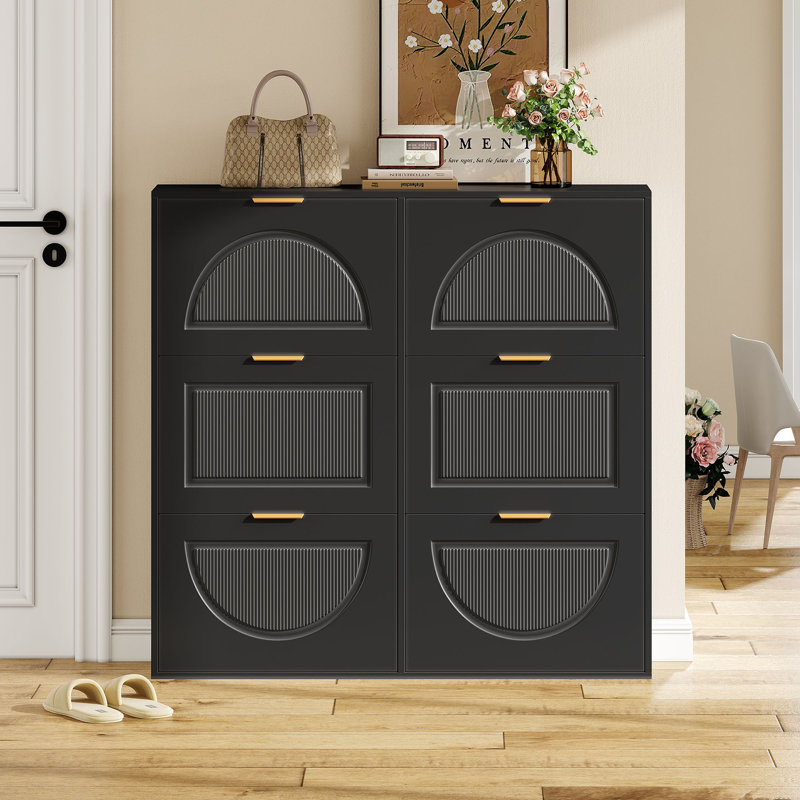 30 Pair Shoe Storage Cabinet, Black