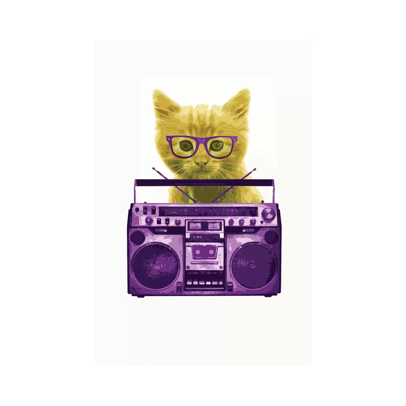 Hipster Kitty by Steez - Wrapped Canvas Print, 66.04 cm H x 45.72 cm W