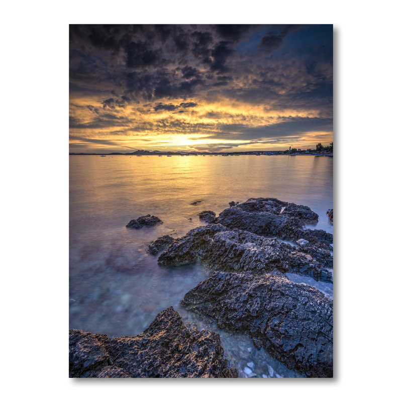 Coucher de soleil sur la mer III - photographie sur toile, H 12 po x l 8 po, Toile tendue
