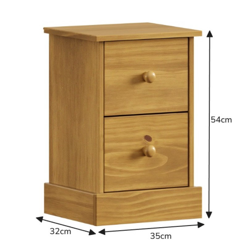 35cm W Solid Wood Bedside Table, Antique Brown